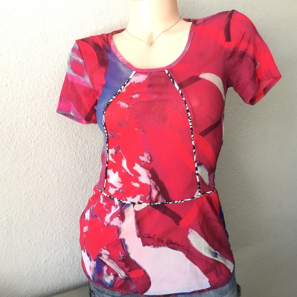 Unique SAVE THE QUEEN Wearable Art Top - Size M